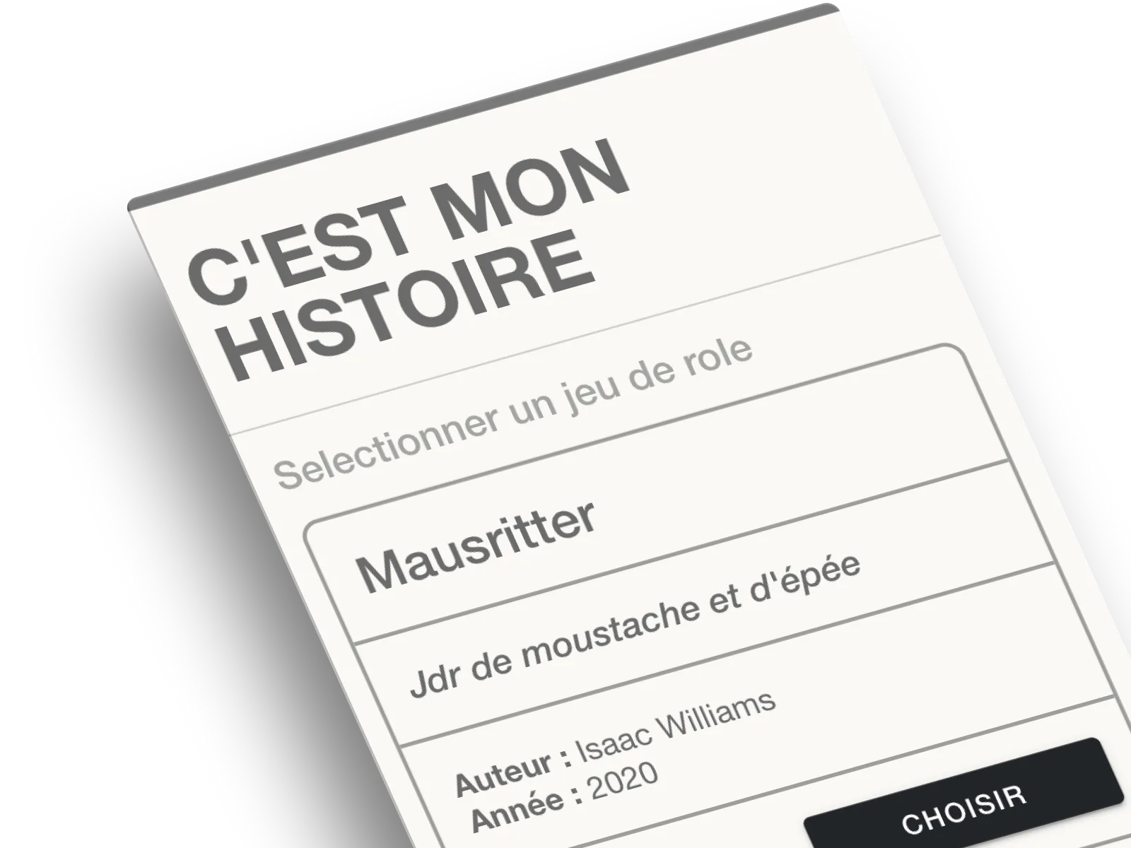 JDR solidaire : C'est mon Histoire